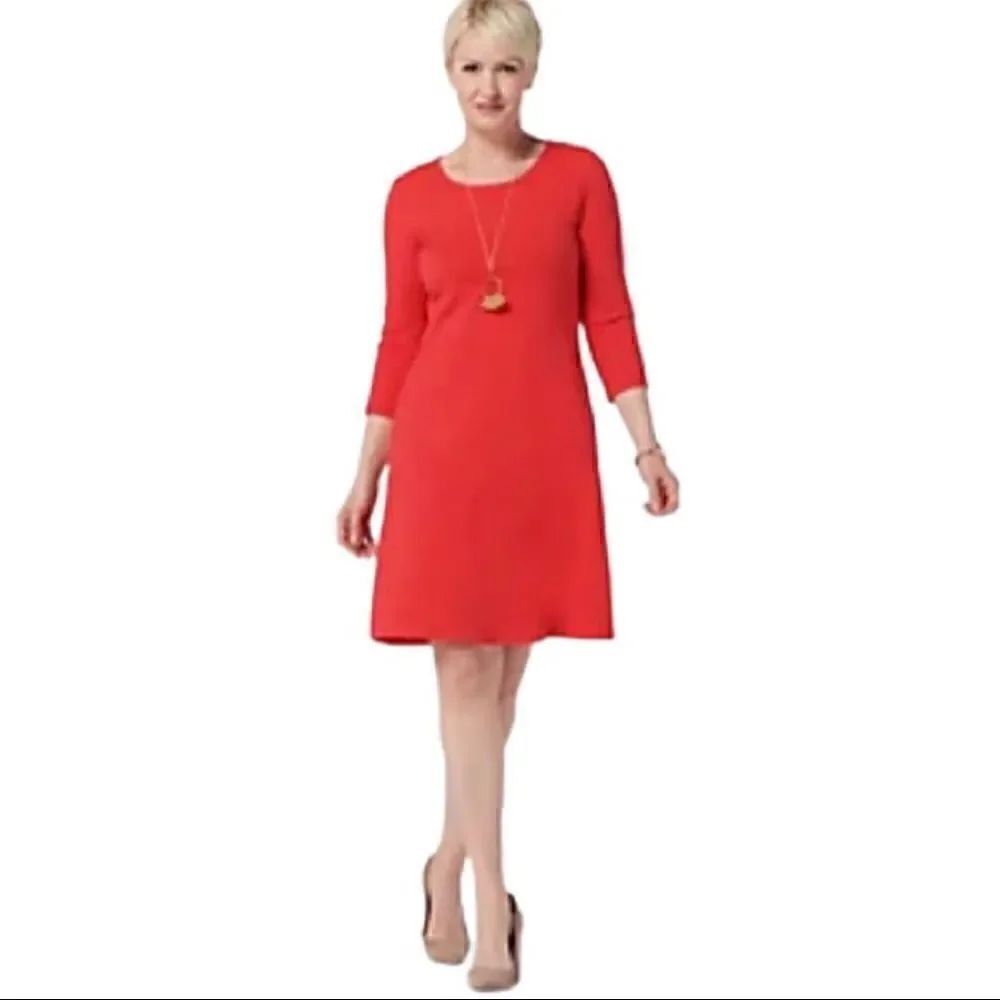 NEW! Attitudes by Renee Red Knit A-Line Dress Sz L